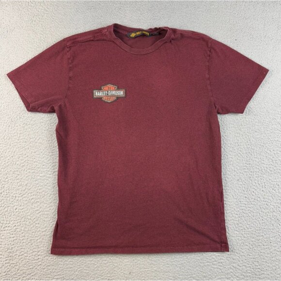 Harley-Davidson Other - Harley Davidson Motorcycles Shirt Men's Large Embroidered Eagle Patch Burgundy